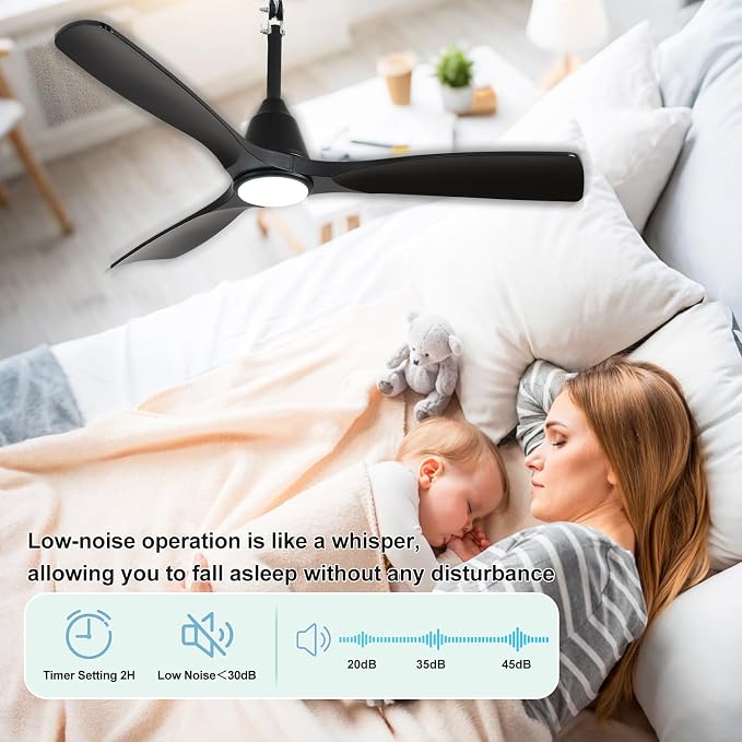 Plug-in Ceiling Fans for Patios: 42 Inch Outdoor Indoor Gazebo Fans with Lights with Remote & APP Control - 6 Speeds