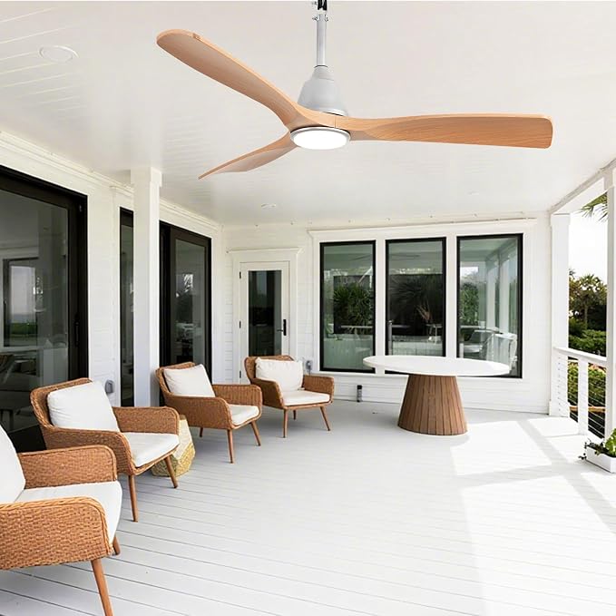 Plug-in Ceiling Fans with Light: 52 Inch Outdoor Ceiling Fans with Remote/APP Control - 6 Speed Reversible LED Gazebo Fans
