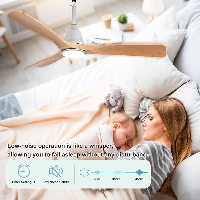 Plug-in Ceiling Fans with Light: 52 Inch Outdoor Ceiling Fans with Remote/APP Control - 6 Speed Reversible LED Gazebo Fans