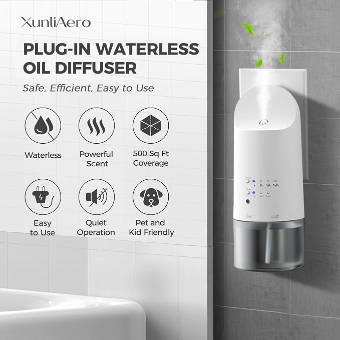 Plug-in Waterless Essential Oil Diffuser - 500 Sq.ft Coverage,Range Nano Mist Technology -160ML, alternate product view 2