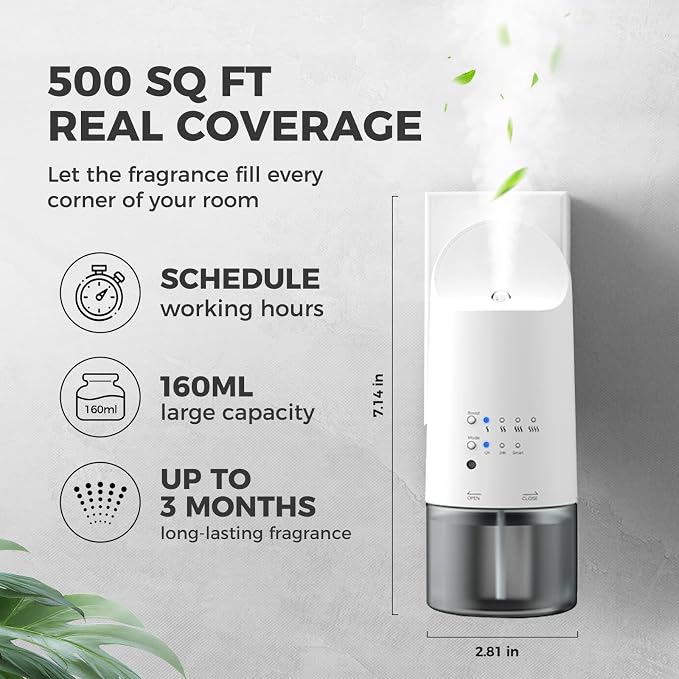 Plug-in Waterless Essential Oil Diffuser - 500 Sq.ft Coverage,Range Nano Mist Technology -160ML, alternate product view 5