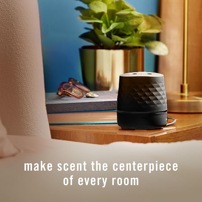 PLUG Scent Booster Starter Kit, Black, Oil Diffuser, Air Freshener Plug In, Continuous Scent Device + 2 Ocean Refills