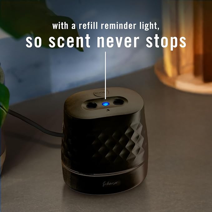 PLUG Scent Booster Starter Kit, Black, Oil Diffuser, Air Freshener Plug In, Continuous Scent Device + 2 Ocean Refills