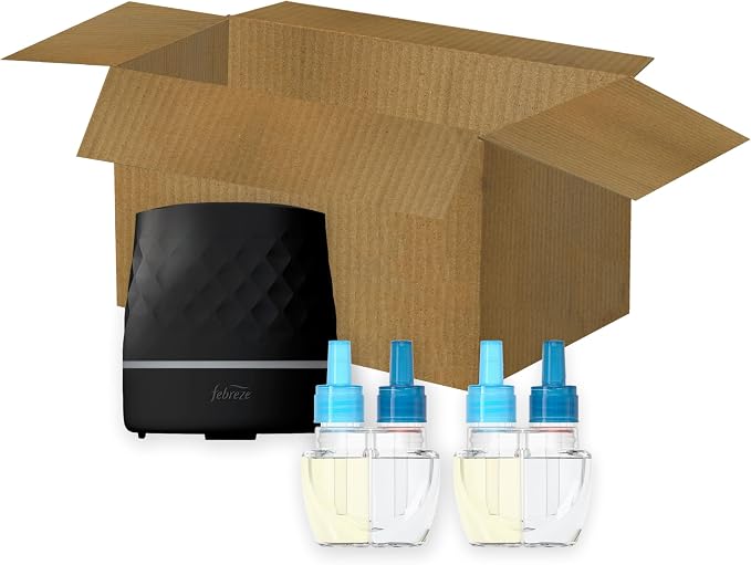 PLUG Scent Booster Starter Kit, Black, Oil Diffuser, Air Freshener Plug In, Continuous Scent Device + 2 Ocean Refills