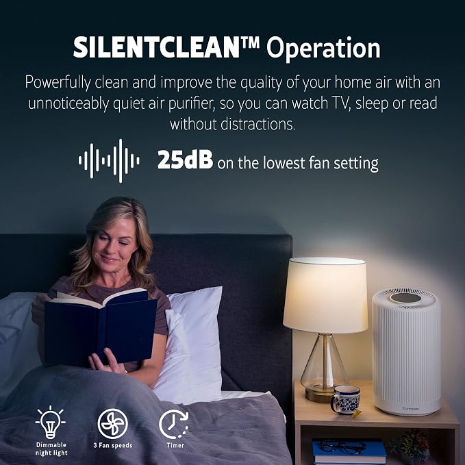 PM1005 Air Purifier with H13 True HEPA Filter, Covers Up to 850 Sq.Foot, 25db SilentClean 3-Stage HEPA Filtration System for
