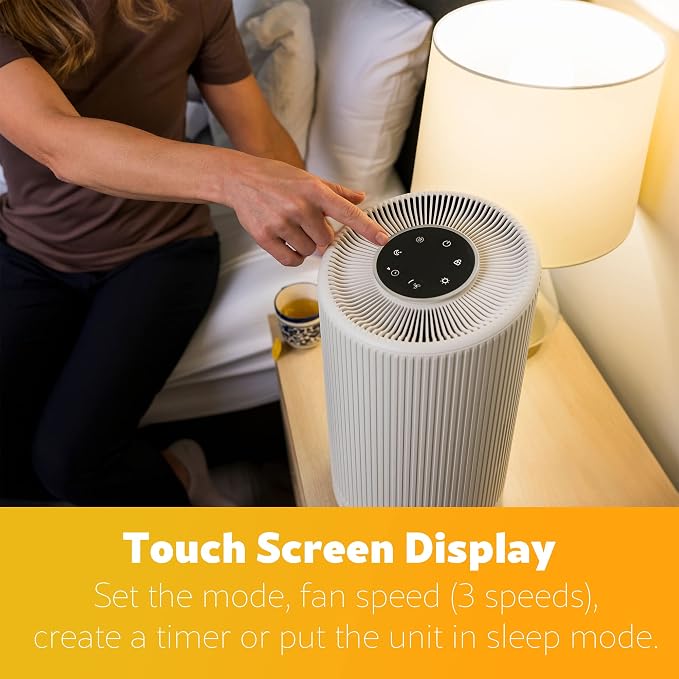 PM1005 Air Purifier with H13 True HEPA Filter, Covers Up to 850 Sq.Foot, 25db SilentClean 3-Stage HEPA Filtration System for