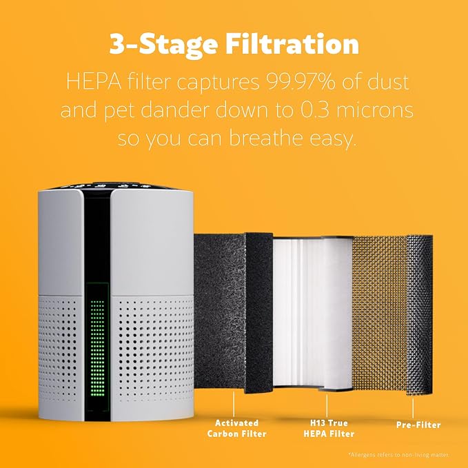 PM1010 Air Purifiers for Bedroom Up to 348 Sq.Foot with H13 True HEPA Filter, Child Lock, Sleep Mode for Small Rooms