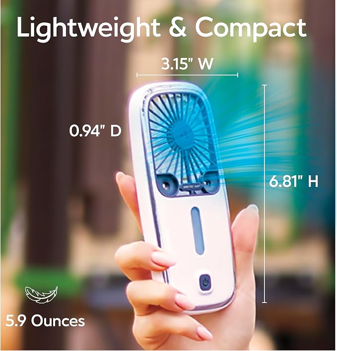 Pocket Small Portable Fan, Powerful, Personal Air Cooler with 3 Adjustable Speeds, 12-Hour Battery Life, Hand Fan for Indoor
