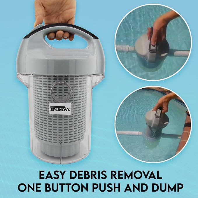 Pool Leaf Canister, Inline Vacuum Filter, Vertical Catcher Design, Quick Clean Easy Removal for Maintenance, Built in Sock