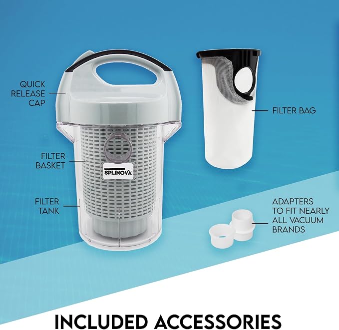 Pool Leaf Canister, Inline Vacuum Filter, Vertical Catcher Design, Quick Clean Easy Removal for Maintenance, Built in Sock