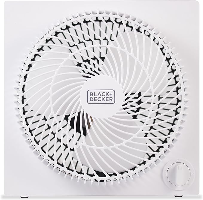 Portable 9 Inch Box Fan, 3 Speed Settings & Self Standing,White 9 Inch Black, alternate product view 2