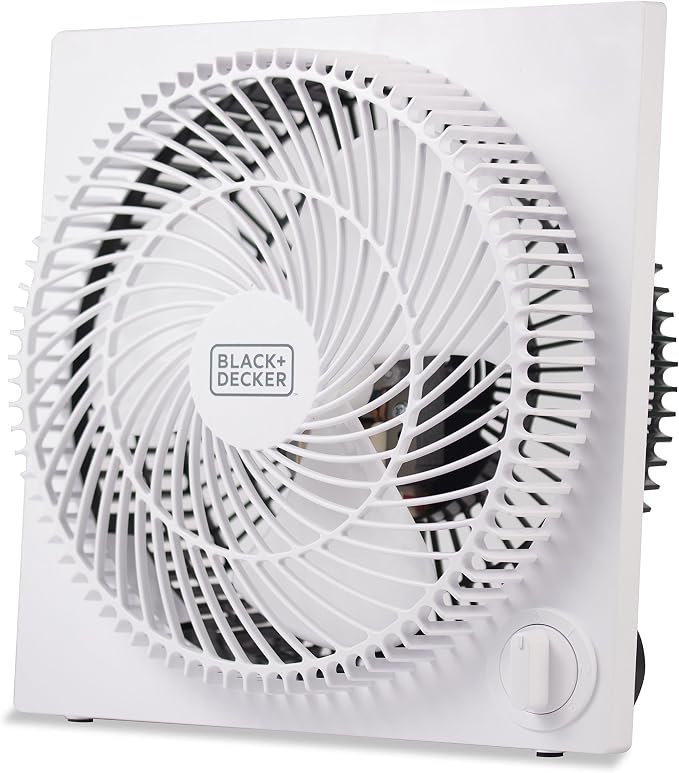 Portable 9 Inch Box Fan, 3 Speed Settings & Self Standing,White 9 Inch Black, alternate product view 3