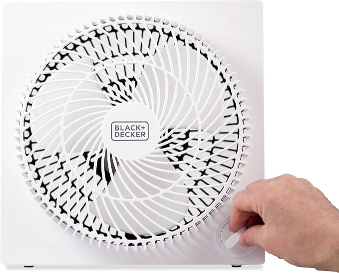 Portable 9 Inch Box Fan, 3 Speed Settings & Self Standing,White 9 Inch Black, alternate product view 5