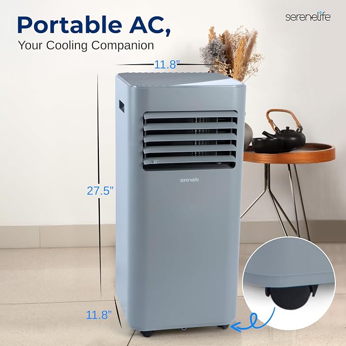 Portable AC 8000 BTU, 3-in-1 Cooling, Dehumidifier And Fan Modes, Compact Standing Air Conditioner, Energy Efficient 300 Sq.