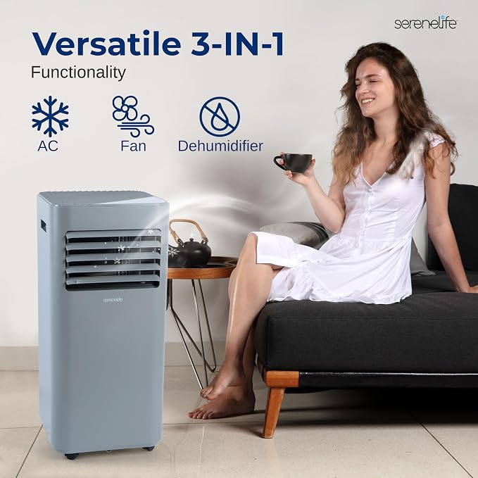 Portable AC 8000 BTU, 3-in-1 Cooling, Dehumidifier And Fan Modes, Compact Standing Air Conditioner, Energy Efficient 300 Sq.