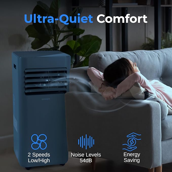Portable AC 8000 BTU, 3-in-1 Cooling, Dehumidifier And Fan Modes, Compact Standing Air Conditioner, Energy Efficient 300 Sq.