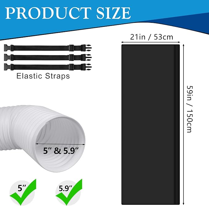 Portable AC Hose Insulation Sleeve,Portable Air Conditioner Hose Cover Wrap,Fits for 5" & 5.9" Diameter Exhaust