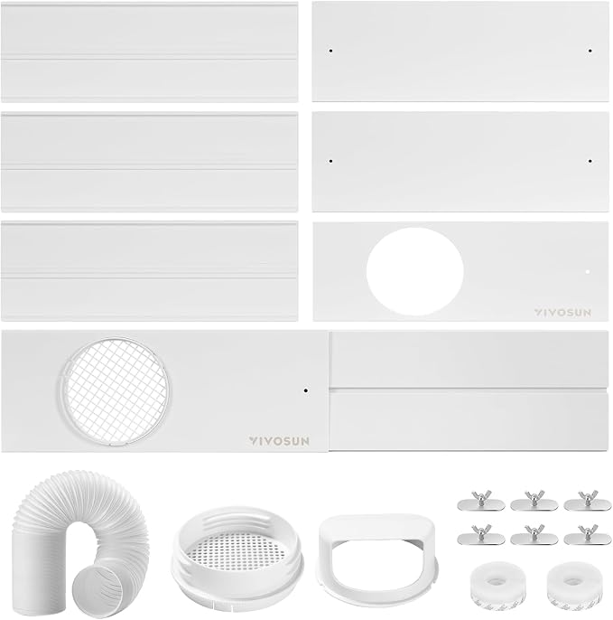 Portable AC Sliding Door Vent Kit, 16.9"/21.2"-88.6" Length Adjustable, Fits 5.1" & 5.9" Exhaust Hose for