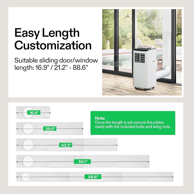 Portable AC Sliding Door Vent Kit, 16.9"/21.2"-88.6" Length Adjustable, Fits 5.1" & 5.9" Exhaust Hose for, alternate view 4
