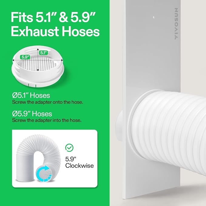 Portable AC Sliding Door Vent Kit, 16.9"/21.2"-88.6" Length Adjustable, Fits 5.1" & 5.9" Exhaust Hose for, alternate view 6