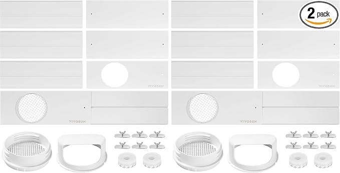Portable AC Sliding Door Vent Kit, 16.9"/21.2"-88.6" Length Adjustable, Fits 5.1” & 5.9” Exhaust Hose for