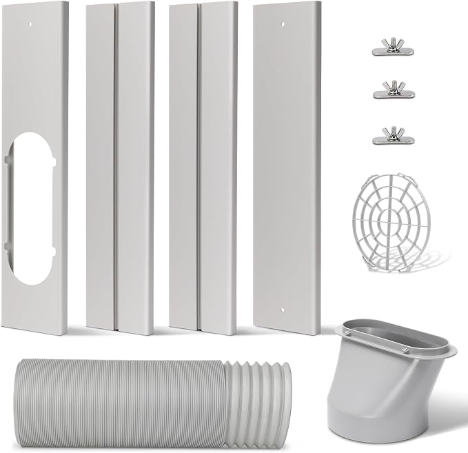Portable AC Window Slide Kit with Exhaust Hose, Adjustable Window Seal for Air Conditioner Unit, Universal Sliding AC Vent