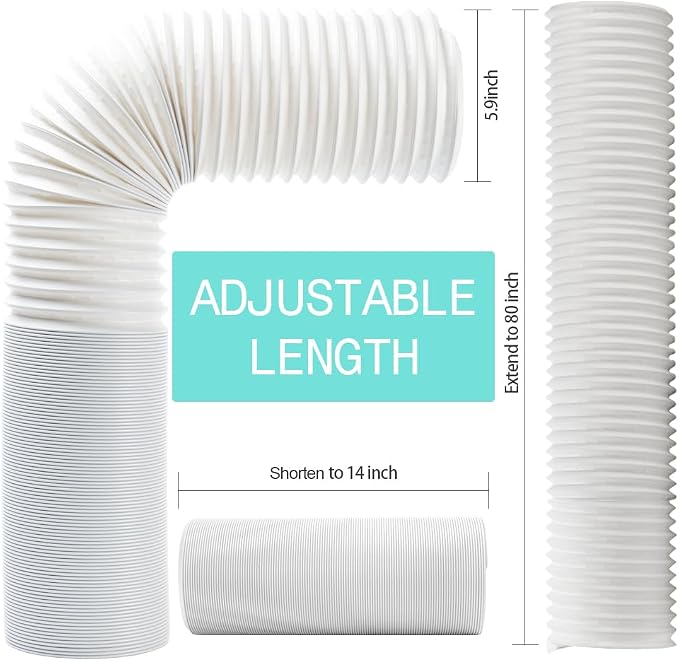Portable AC Window Slide Kit with Exhaust Hose, Adjustable Window Seal for Air Conditioner Unit, Universal Sliding AC Vent