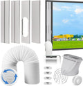 Portable AC Window Vent Kit, Adjustable Vertical/Horizontal Sliding Window Kit Plate for AC Unit, Seamless Portable AC Window