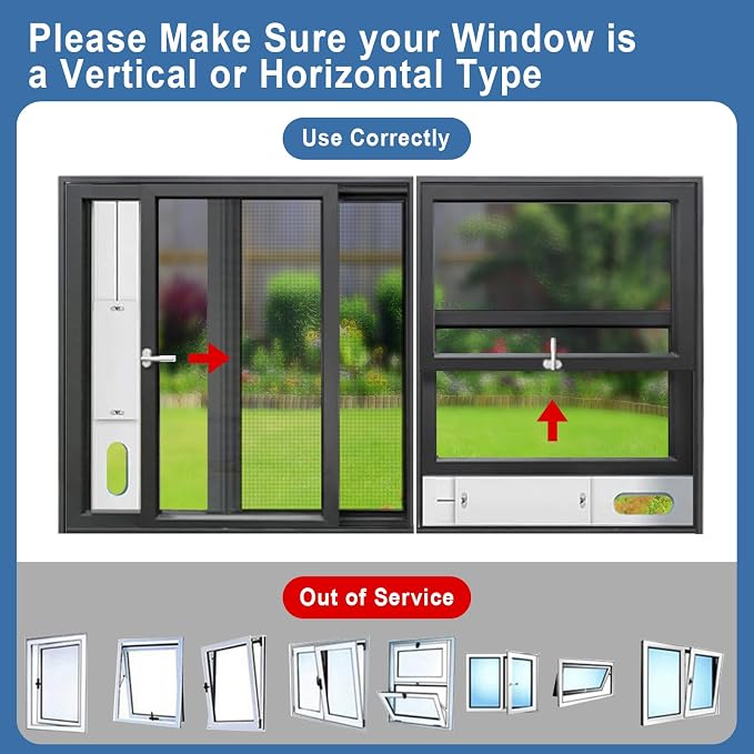 Portable AC Window Vent Kit, Adjustable Vertical/Horizontal Sliding Window Kit Plate for AC Unit, Seamless Portable AC Window