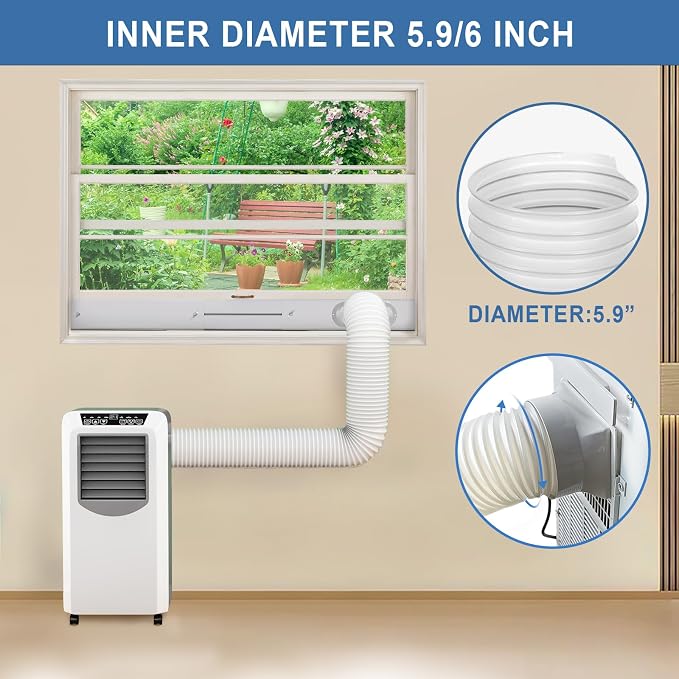 Portable AC Window Vent Kit, Adjustable Vertical/Horizontal Sliding Window Kit Plate for AC Unit, Seamless Portable AC Window