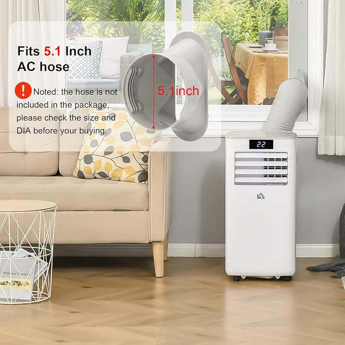 Portable AC Window Vent Kit, Universal 5.1" Portable Air Conditioner Window Kit with Adapter Fits for 16.9”-62” Sliding