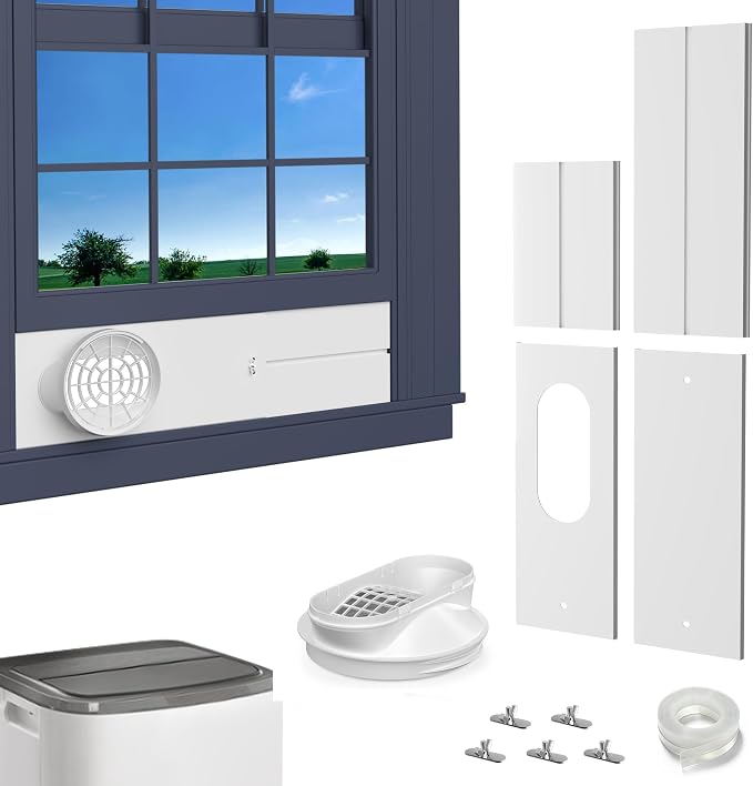 Portable AC Window Vent Kit: Universal Coupler Fits 5.1" & 5.9" Exhaust Hose, Air Conditioner Window Kit with Upgraded Seal