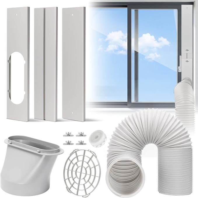Portable AC Window Vent Kit with 5.1” Exhaust Hose Universal Window Seal Kit for Portable Air Conditioner