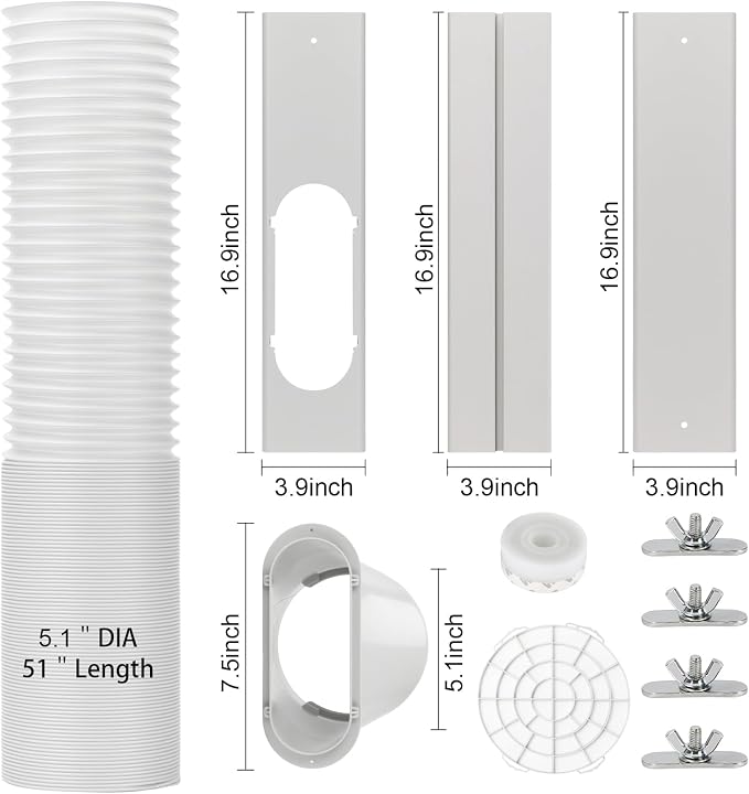 Portable AC Window Vent Kit with 5.1” Exhaust Hose Universal Window Seal Kit for Portable Air Conditioner, alternate view 2