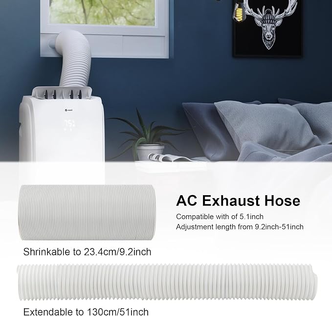 Portable AC Window Vent Kit with 5.1” Exhaust Hose Universal Window Seal Kit for Portable Air Conditioner, alternate view 3