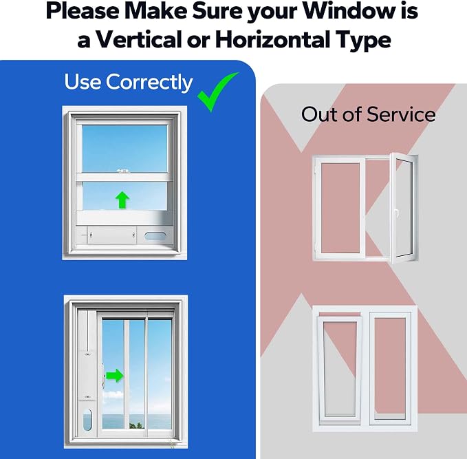 Portable AC Window Vent Kit, with 5.9" Exhaust Hose, 5.9" Coupler and Bird Guard, Adjustable Air Conditioner Window Seal Kit