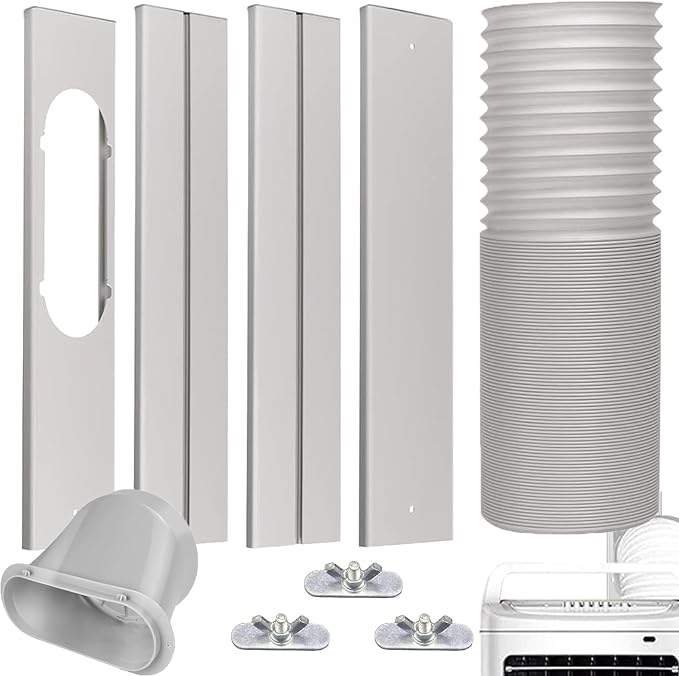Portable AC Window Vent Kit with 5.9" Exhaust Hose Universal Portable Air Conditioner Window Seal Kit Adjustable 59 Inch