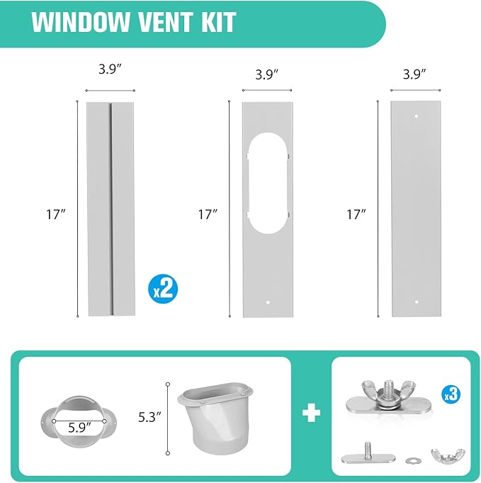 Portable AC Window Vent Kit with 5.9" Exhaust Hose Universal Portable Air Conditioner Window Seal Kit Adjustable 59 Inch
