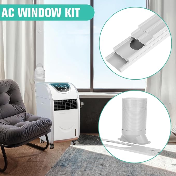 Portable AC Window Vent Kit with 5.9" Exhaust Hose Universal Portable Air Conditioner Window Seal Kit Adjustable 59 Inch