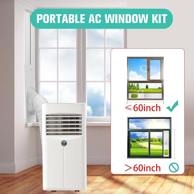 Portable AC Window Vent Kit with 5.9" Exhaust Hose Universal Portable Air Conditioner Window Seal Kit Adjustable 59 Inch