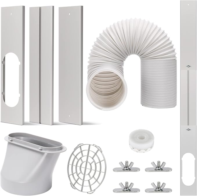 Portable AC Window Vent Kit with 5.9” Exhaust Hose Window Seal Kit for Portable Air Conditioner, Adjustable Portable AC
