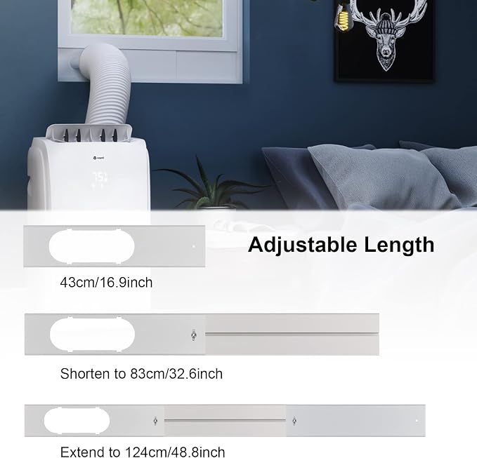Portable AC Window Vent Kit with 5.9” Exhaust Hose Window Seal Kit for Portable Air Conditioner, Adjustable Portable AC