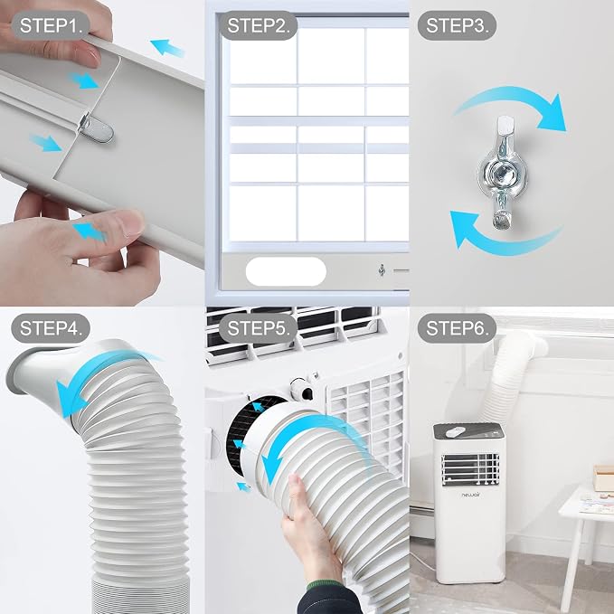 Portable AC Window Vent Kit with 5.9” Exhaust Hose Window Seal Kit for Portable Air Conditioner, Adjustable Portable AC