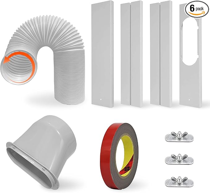 Portable AC Window Vent Kit with 59" Hose, 5.9" AC Window Seal, Adjustable for Vertical/Horizontal Sliding Windows, product