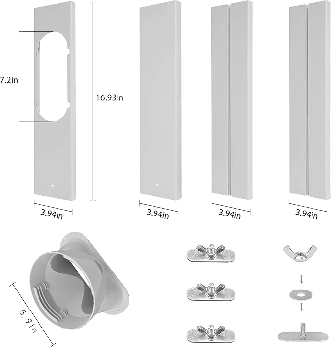 Portable AC Window Vent Kit with 59" Hose, 5.9" AC Window Seal, Adjustable for Vertical/Horizontal Sliding Windows, alternate