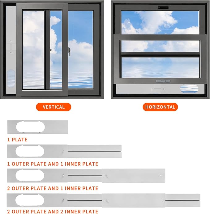 Portable AC Window Vent Kit with 59" Hose, 5.9" AC Window Seal, Adjustable for Vertical/Horizontal Sliding Windows, alternate