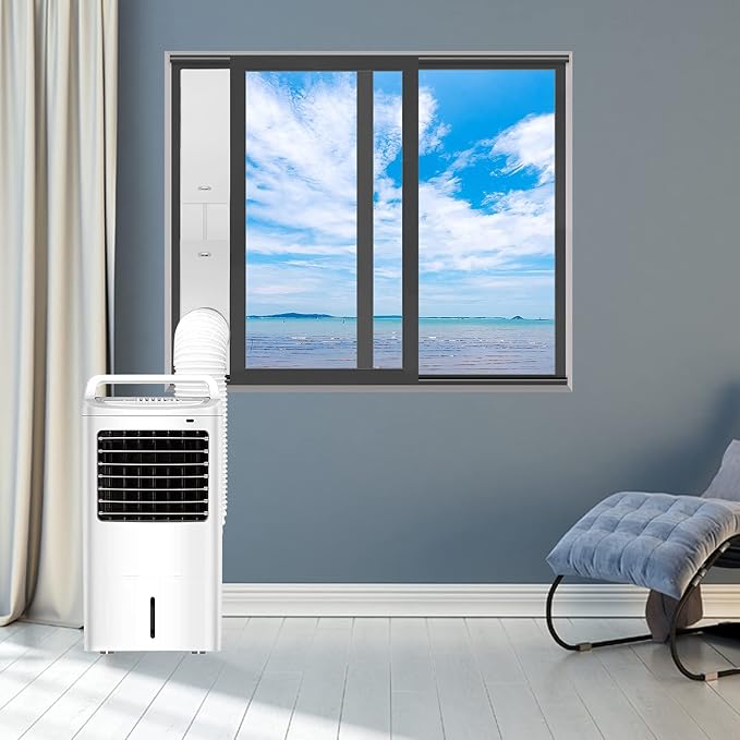Portable AC Window Vent Kit with 5inch Hose 6pcs Window Seal Kit for Portable Air Conditioner, Adjustable Sliding Window Kit