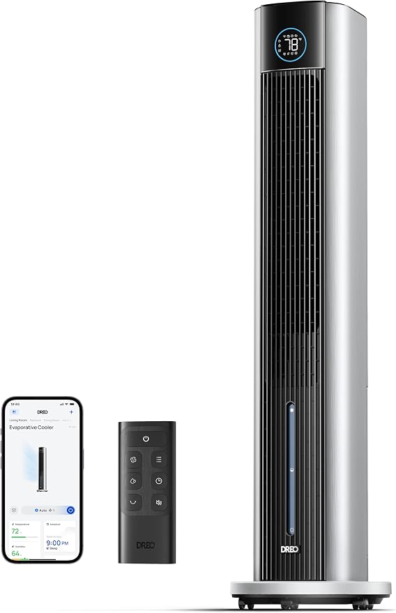 Portable Air Conditiioner, 43" Cooling Fans That Blow Cold Air 2025 Upgraded, Evaporative Air Cooler, Quiet 85° Oscillating