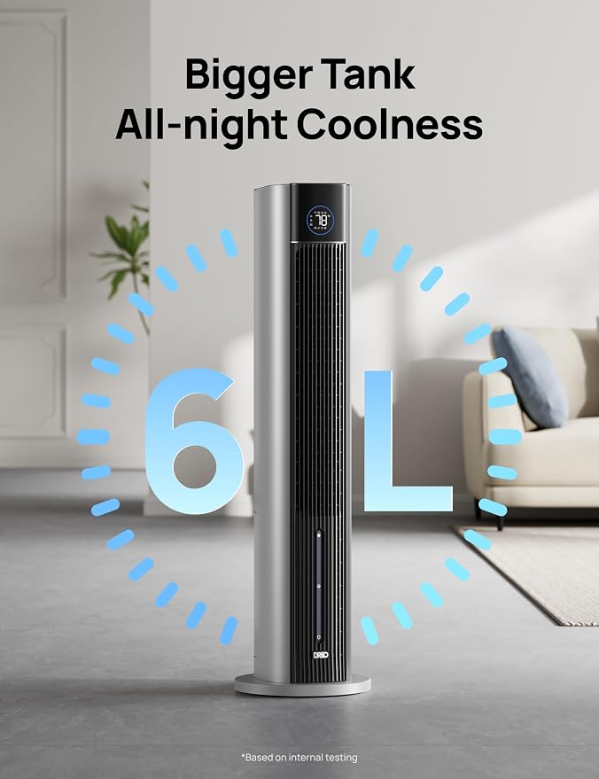 Portable Air Conditiioner, 43" Cooling Fans That Blow Cold Air 2025 Upgraded, Evaporative Air Cooler, Quiet 85° Oscillating
