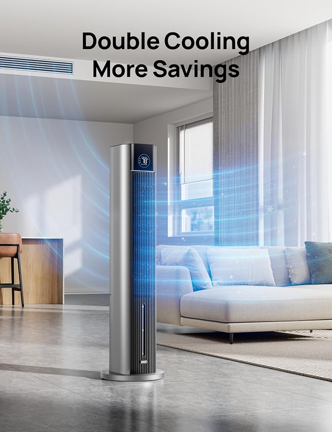 Portable Air Conditiioner, 43" Cooling Fans That Blow Cold Air 2025 Upgraded, Evaporative Air Cooler, Quiet 85° Oscillating
